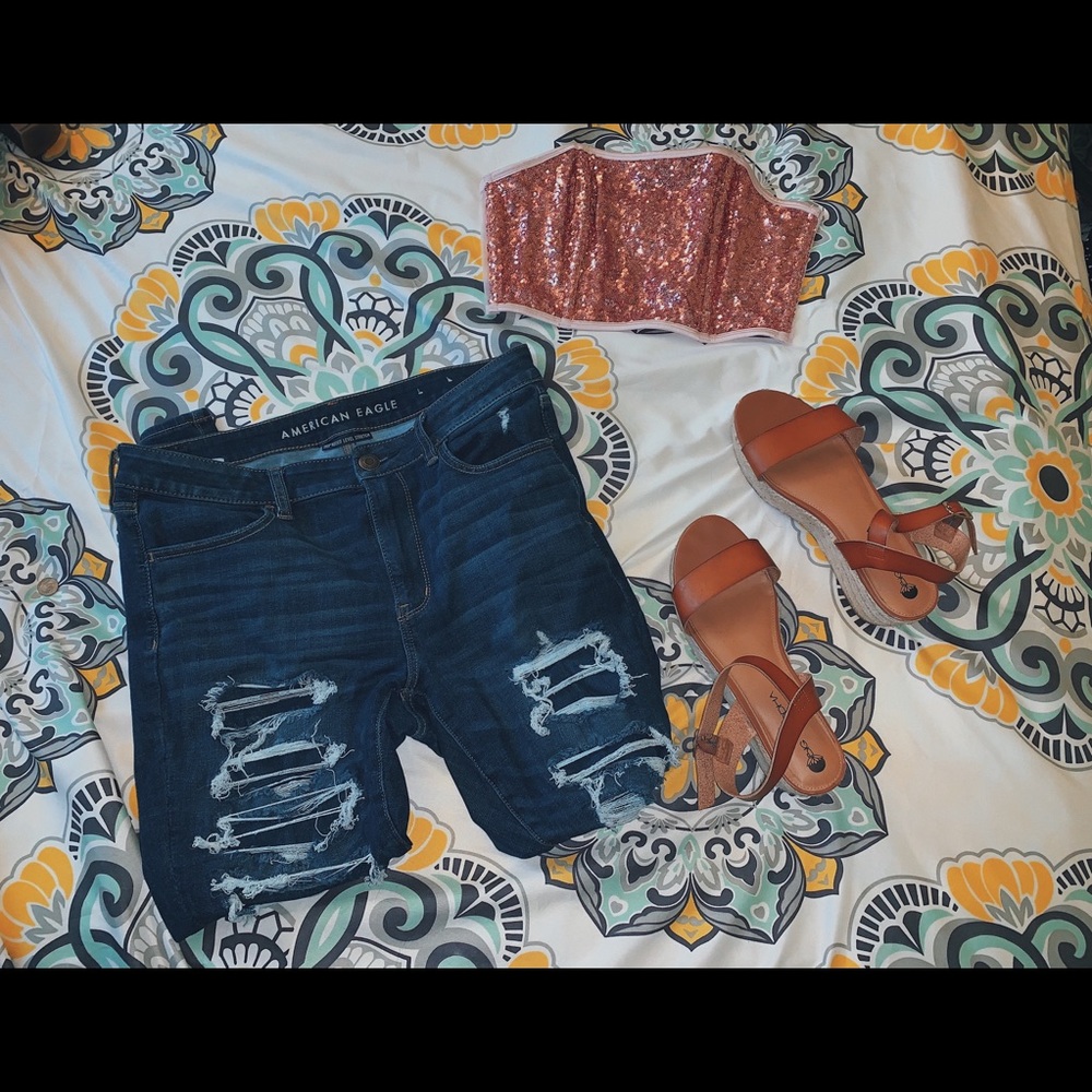 Pink sparkly Victoria’s Secret crop top